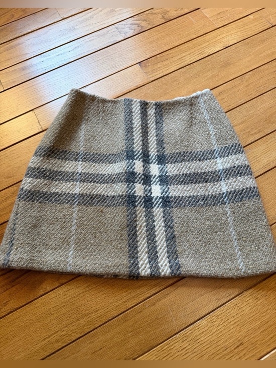 Burberry Dresses & Skirts - Burberry Plaid Wool Mini Skirt in Taupe, Gray, and Cream